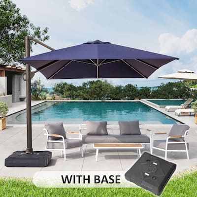 10x12.5 FT Outdoor Patio Cantilever Umbrella with Base