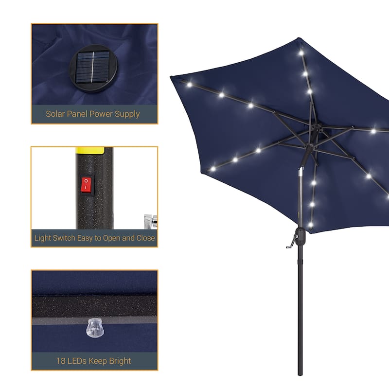 LIVOOSUN Patio 7.5 FT LED Market Umbrella,Table Umbrella w/Tilt Button
