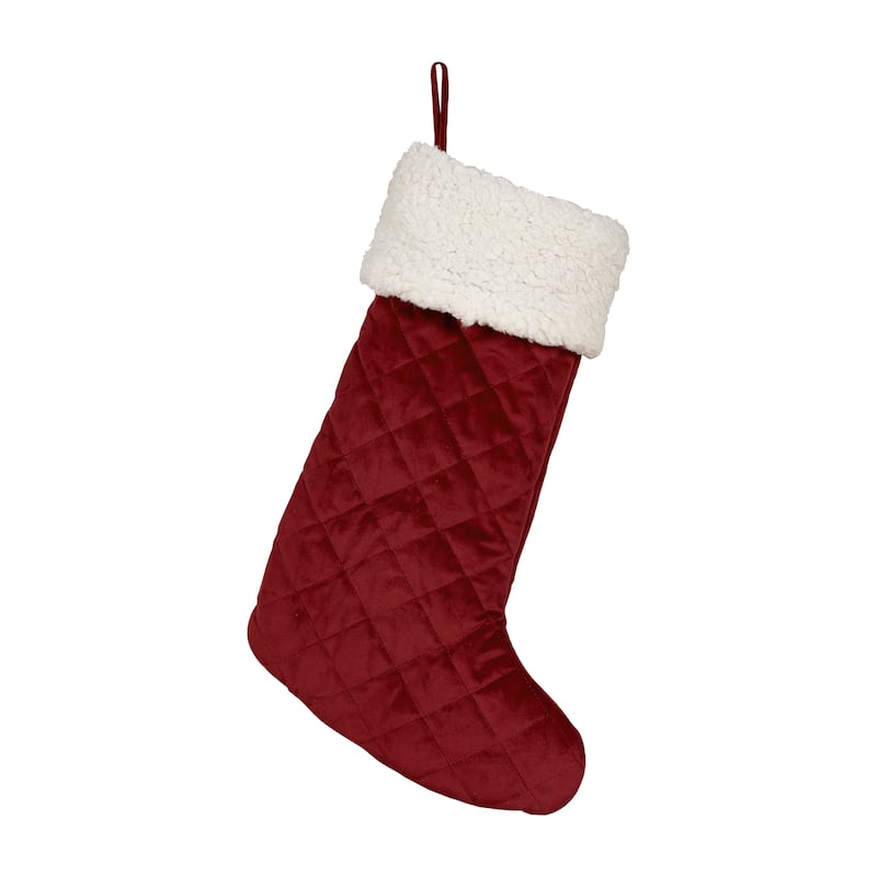 J. Queen New York Casey Sherpa Christmas Stocking - Crimson