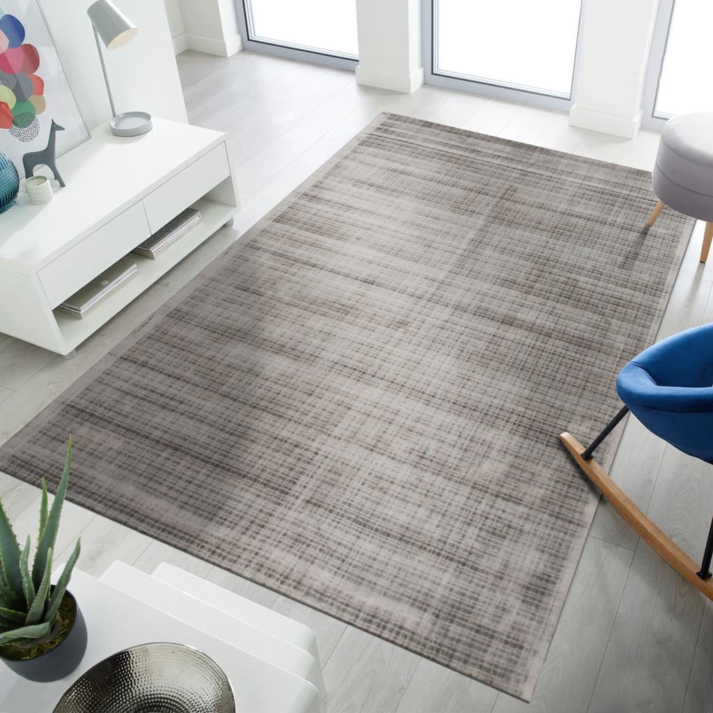 Silver Contemporary Solid Milano Area Rug - Elegant and Timeless Design - 9' x 12'