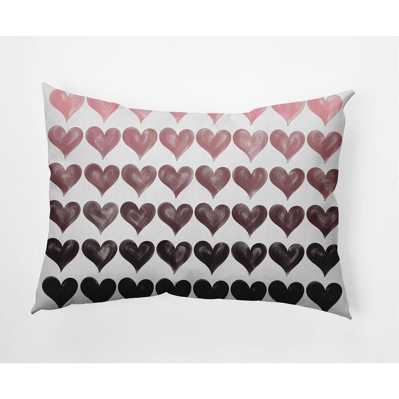 Colored Hearts Valentine's Day Decorative Indoor Pillow - 14" x 20" - Pink-Black