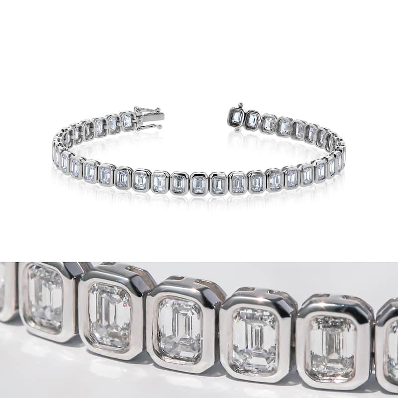 Kobelli 8.5+ Carats Lab Grown Diamond Solid 14k Gold North-South Emerald-cut Tennis Eternity Belle Bracelet