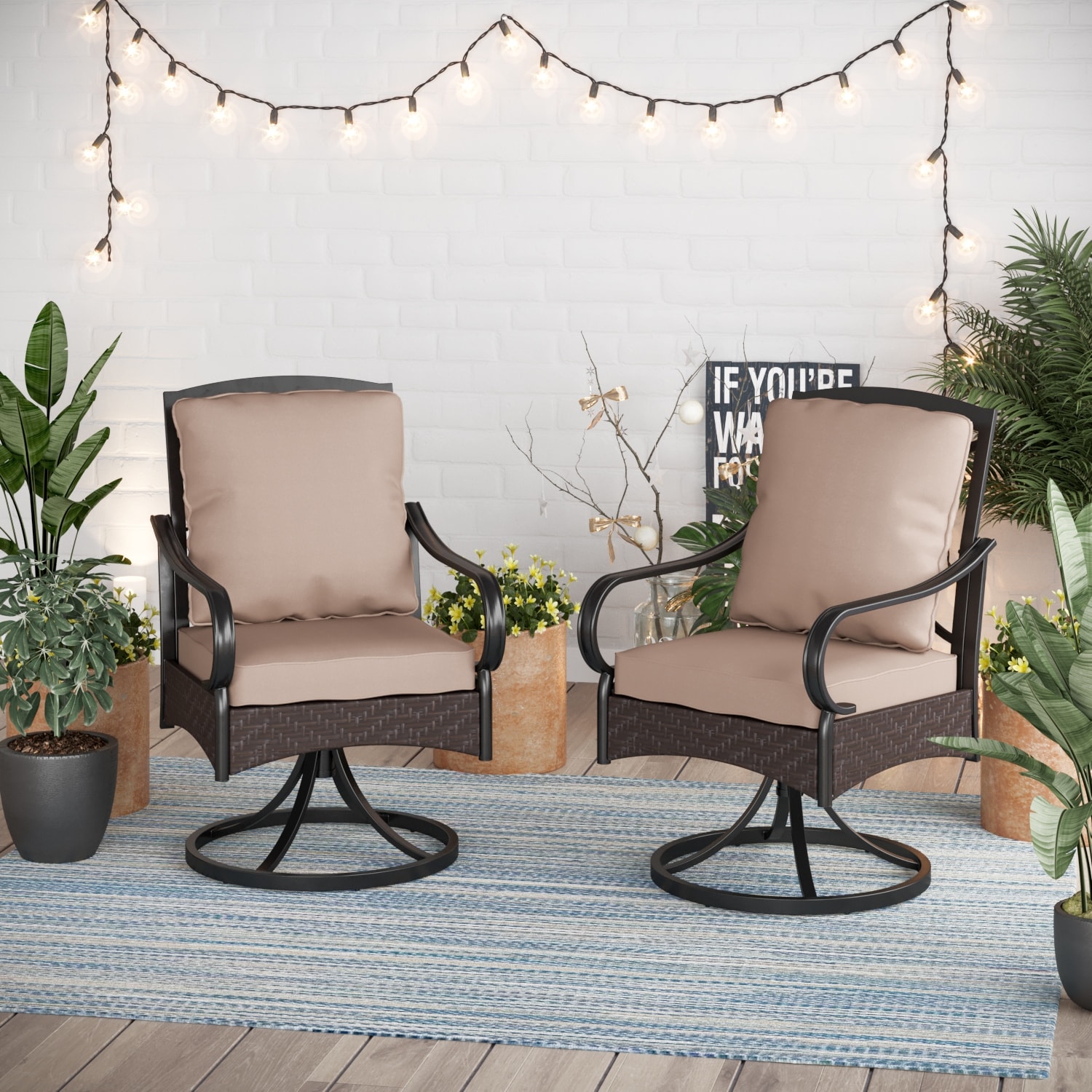 Black swivel on sale patio chairs