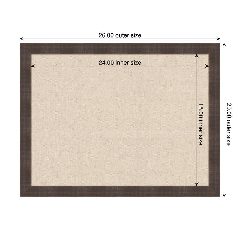 Amanti Art Framed Fabric Pinboard Natural Linen Printed Bulletin Board - Board Size 24 x 18 - Whiskey Brown Rustic
