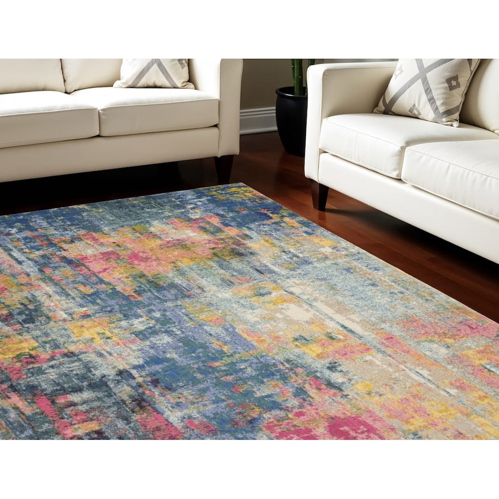 Power Loomed Abstract Modern Area Rug - 115' X '79' X '0.5