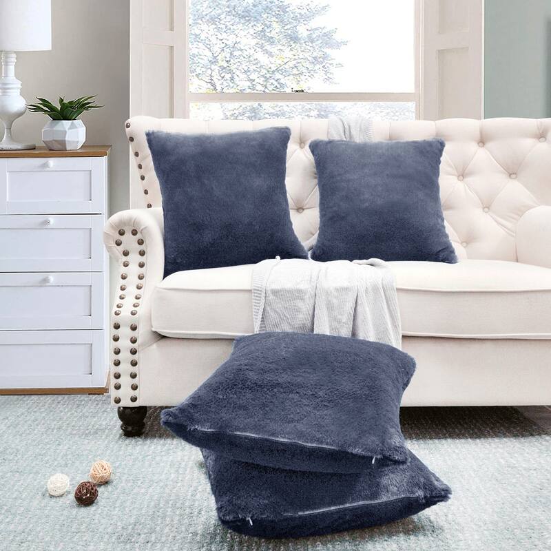 Fauxfur Pillow Shell Set 20'X20" - Dark Sapphire