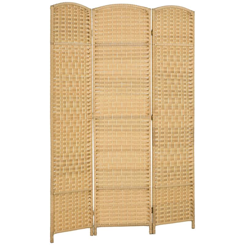 HOMCOM 3 Panel Room Divider, 6' Tall Folding Privacy Screen, Hand-Woven Freestanding Wall Partition