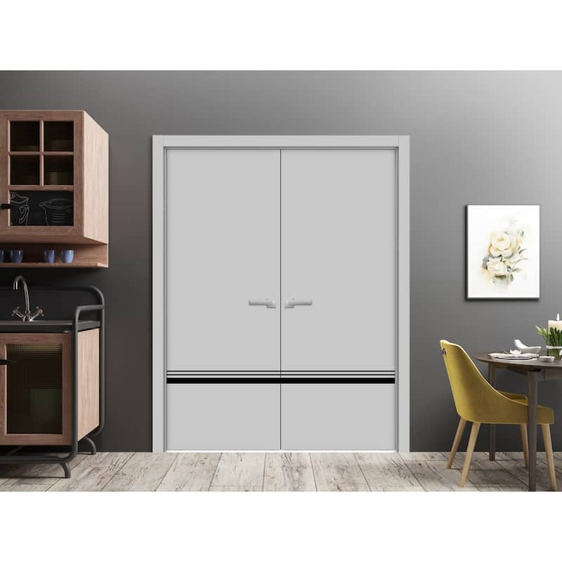 Solid French Double Doors 36 x 80 Planum 0012 Grey Matte with