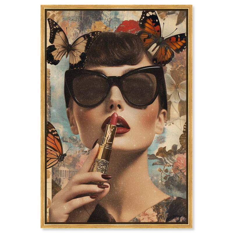 Iconic Lady Butterfly Collage II Canvas by Art Remedy - 24" x 36" - Gold