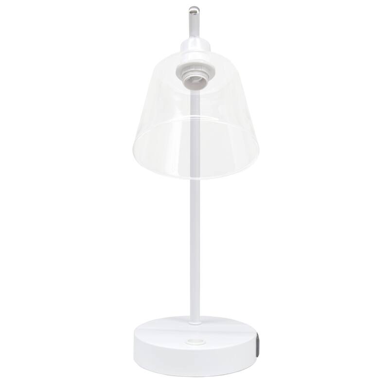 Curved Arm Desk Lamp with Glass Shade - 15.75" - White