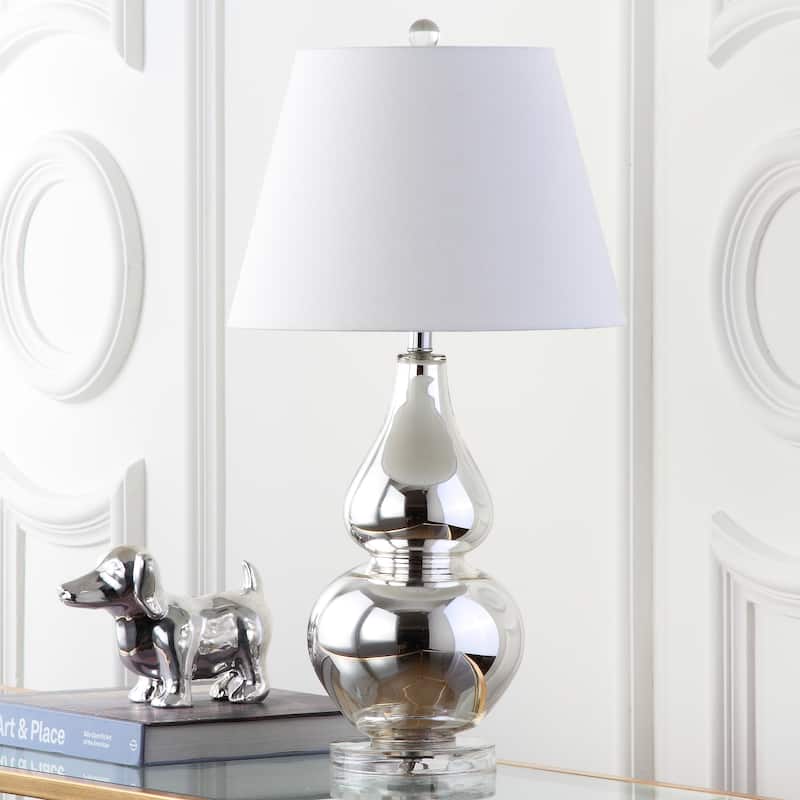 SAFAVIEH Lighting Demetria 27-inch Double Gourd White Table Lamp (Set of 2) - 14"x14"x26" - 14Wx14Dx26H