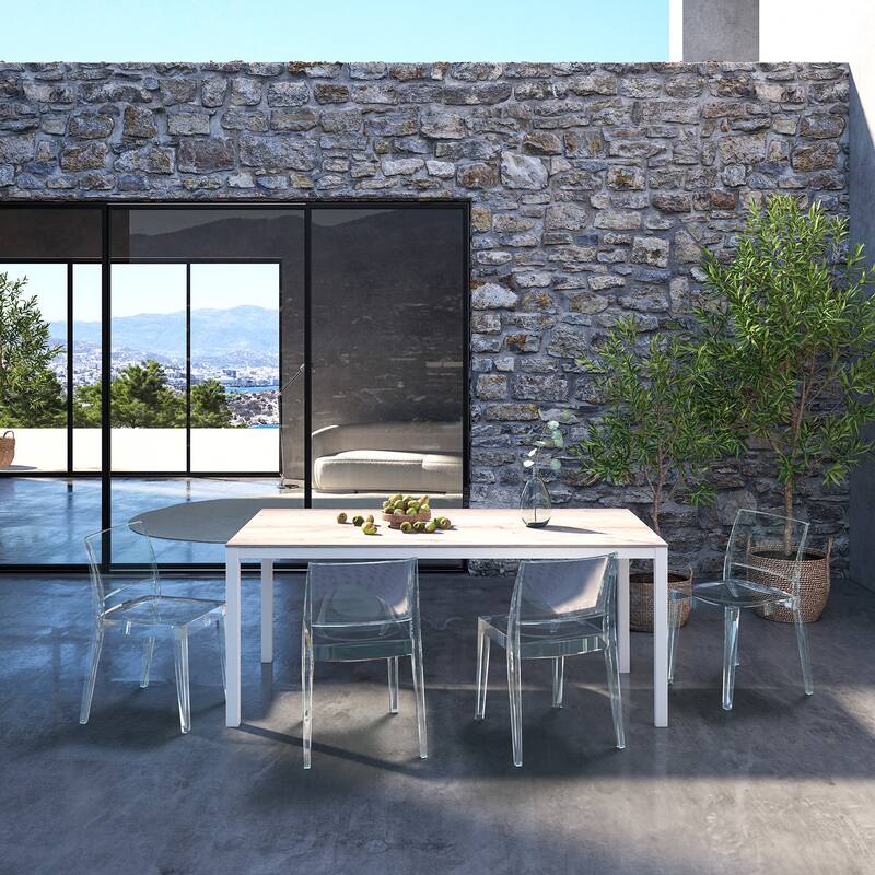WRGHOME Modern Stacking Patio Dining Side Chair Indoor/Outdoor (Set of 2) - 31.10'' H X 19.29'' W X 19.68'' D - Clear