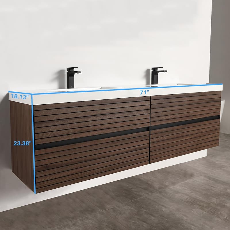 Blossom Annecy 72-Inch Floating Bathroom Vanity with Acrylic Sink