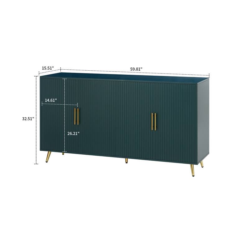 Modern Classic Storage Sideboard with Five Gold Metal Legs
