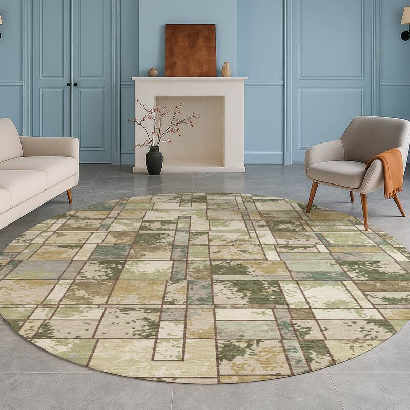 Machine Washable Indoor/ Outdoor Patchwork Chantille Rug