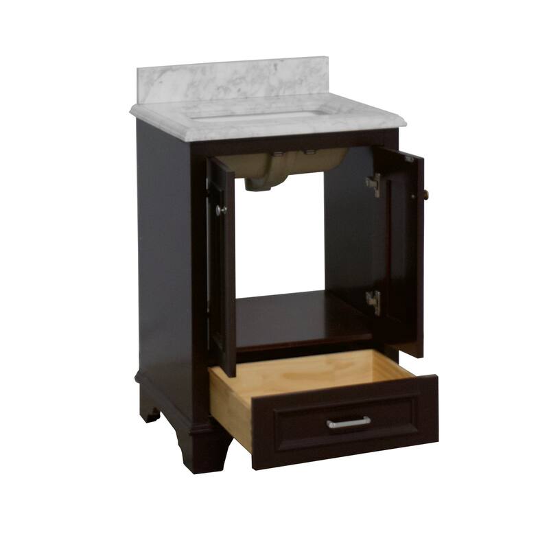 KitchenBathCollection Nantucket 24" Bathroom Vanity with Carrara Marble Top