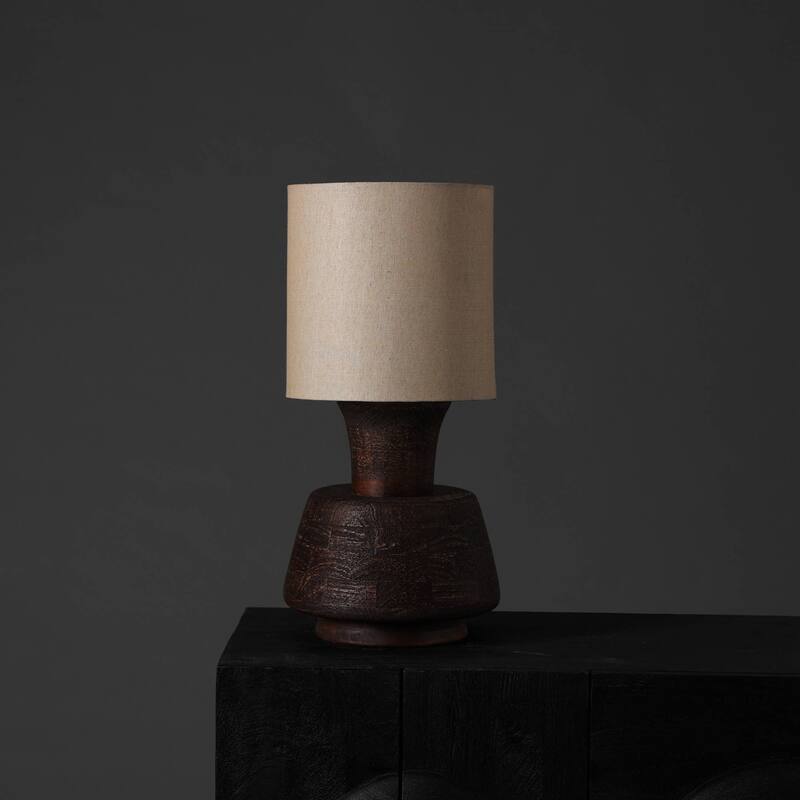 Handcrafted Artisanal Decorative Table Lamp with Wooden BaseFor Living Room-Bedroom-Home Decor-Tabletop-13X13X26.5"