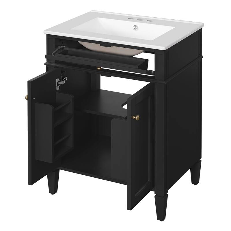 Bathroom Storage Cabinet with Sink, Soft-Closing Doors with Organizers