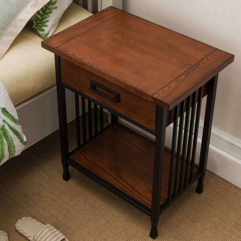 Carbon Loft Peter Oak Side Table with Drawer