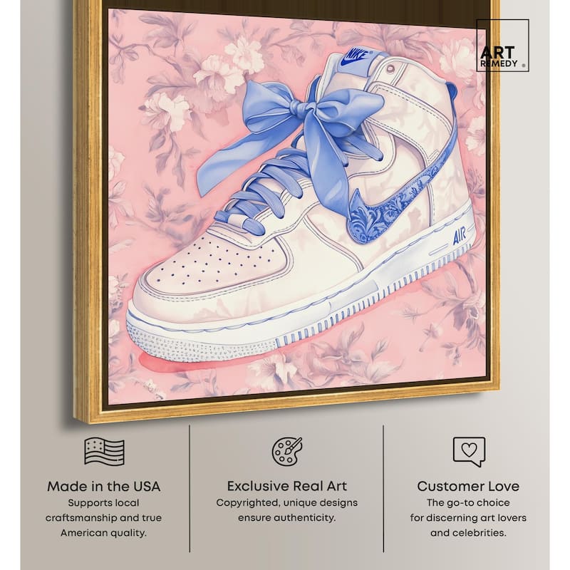 Blue Bow Sneaker Canvas by Art Remedy
