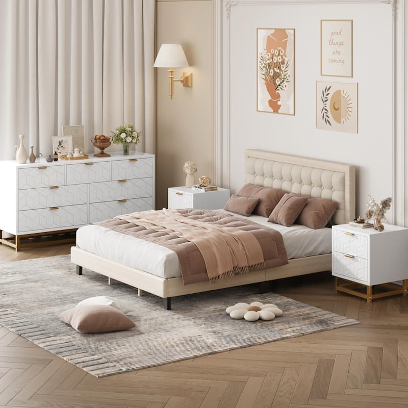 7 Drawer Dresser for Bedroom, 53.5" Large Dresser with Metal Legs