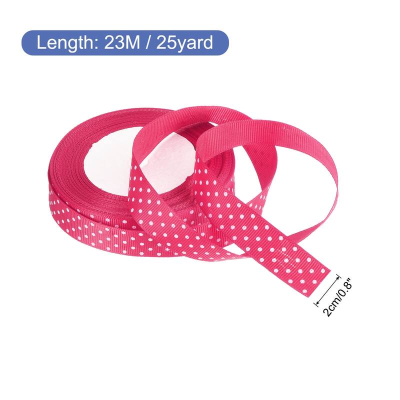 Grosgrain Ribbons with Dots Ribbon Bow Decoration - Bright Purple - 25 Yards 3/4 Inch