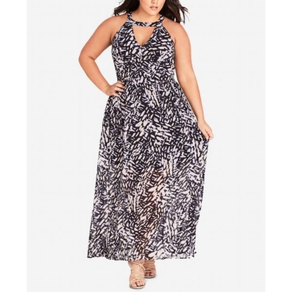 Shop City Chic Women S Black Size 16 Plus Abstract Print Maxi