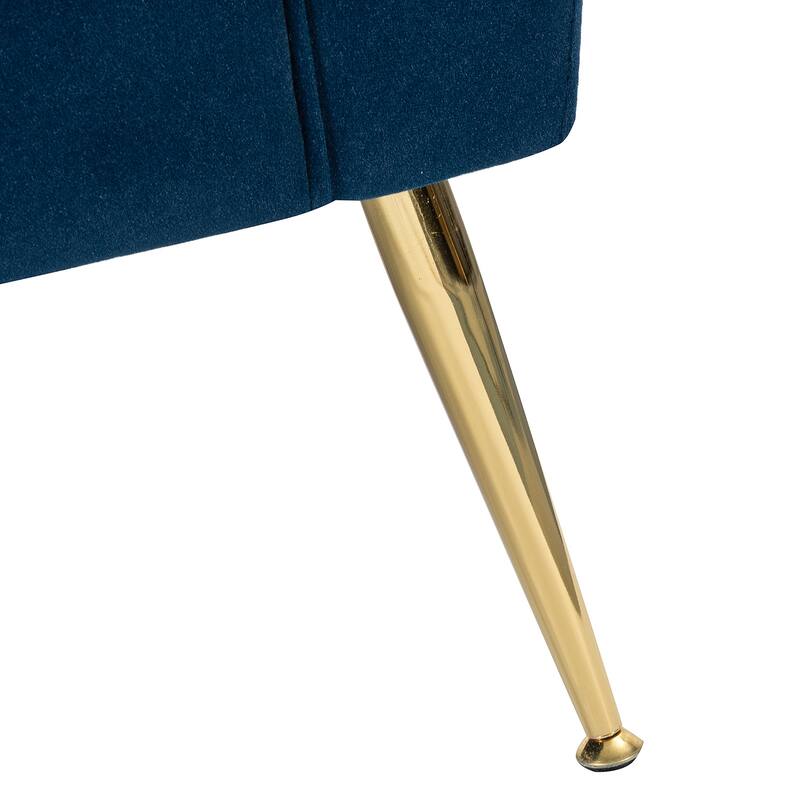 Lilia Contemporary Velvet Upholstered Tufted Back Armchair with Metal Golden legs by HULALA HOME
