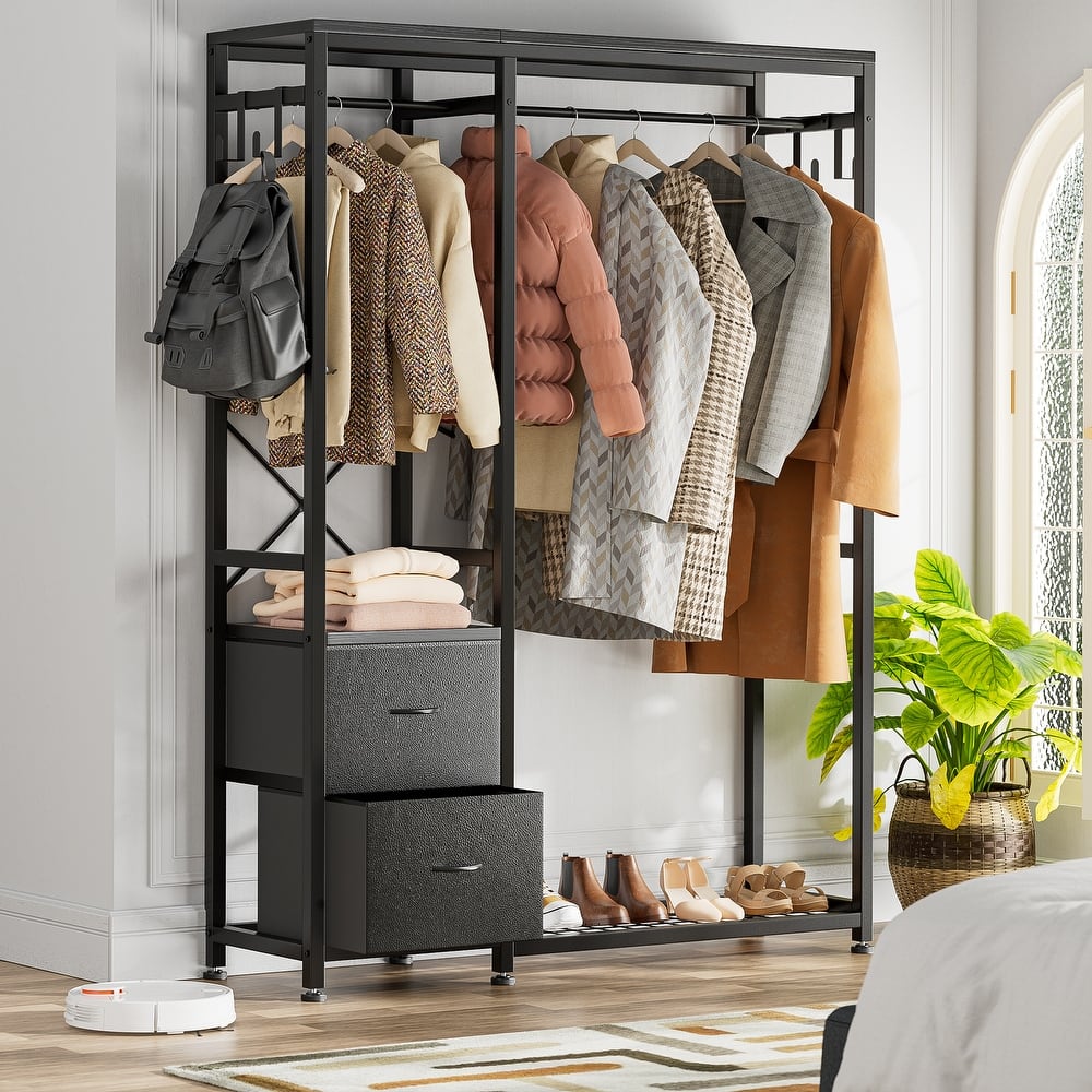 Clothes Rack, Closet Organizer with Storage Shelves, Hanging Bar, Drawers - 47.24"L x 15.74"W x 72.83"H