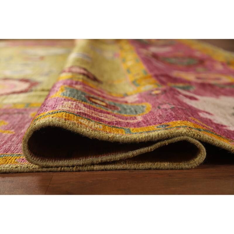 Hand Knotted Oriental 100% Wool Carpet Transitional All-Over Yellow & Gold Oushak Area Rug - 11' 10'' X 8' 10''