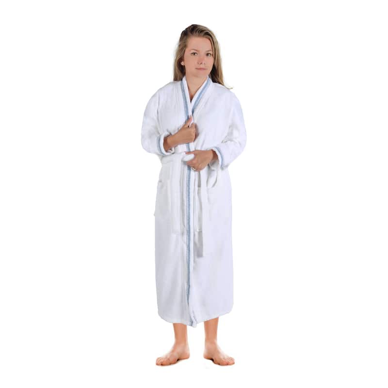 Superior Unisex Turkish Cotton Terry Kimono Bathrobe with Embroidery Robe