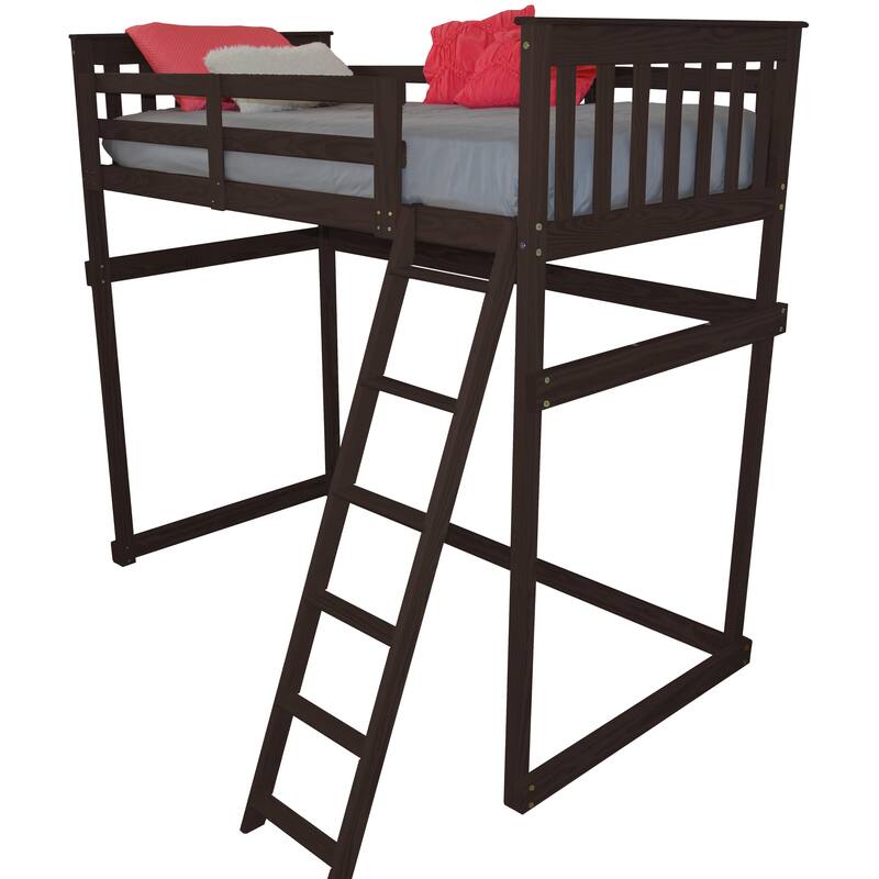 Pine Twin Mission Loft Bed with Side Ladder
