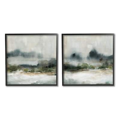 Stupell Somber Abstract Landscape Mountain Watercolor Details 2 Piece Framed Wall Art, Design by Carol Robinson
