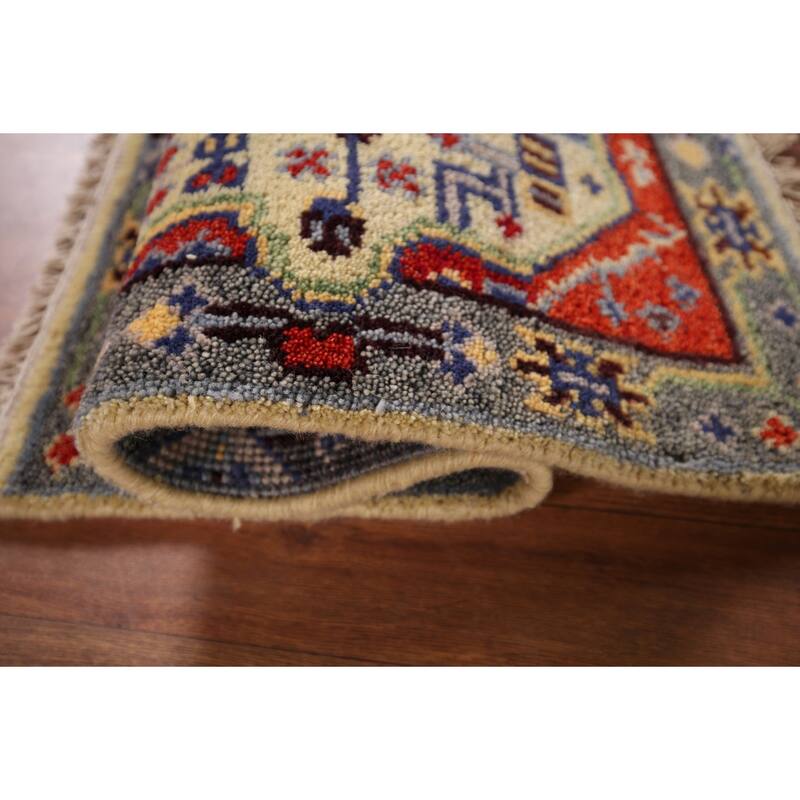 Geometric Kazak Indian Accent Rug Handmade Wool Carpet - 2'0" x 3'0"
