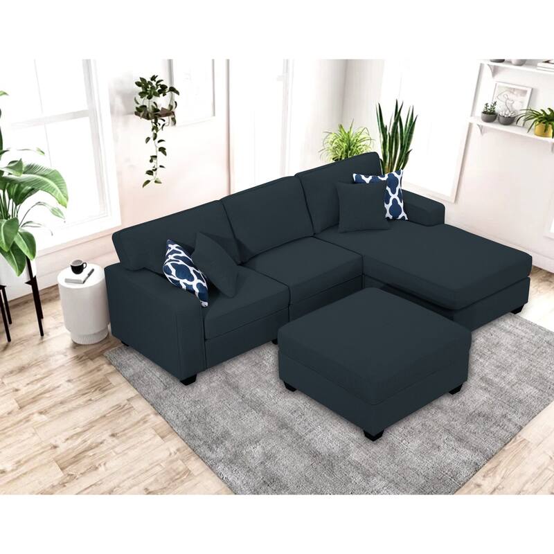 102'' Reversible Modular Sectional Sofa Couche With Ottoman
