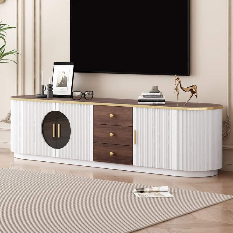 Modern TV Stand with 3 Drawers and Shelf for TVs Up to 80" for Living Room Entertainment Center