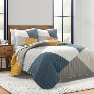 Lush Decor Modern Color Block Quilt 3-Piece Set - Bed Bath & Beyond ...