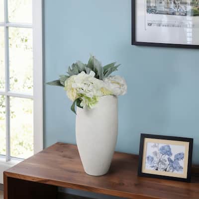 Stoneware Vase Coastal Style with Organic Rim and Speckled Texture