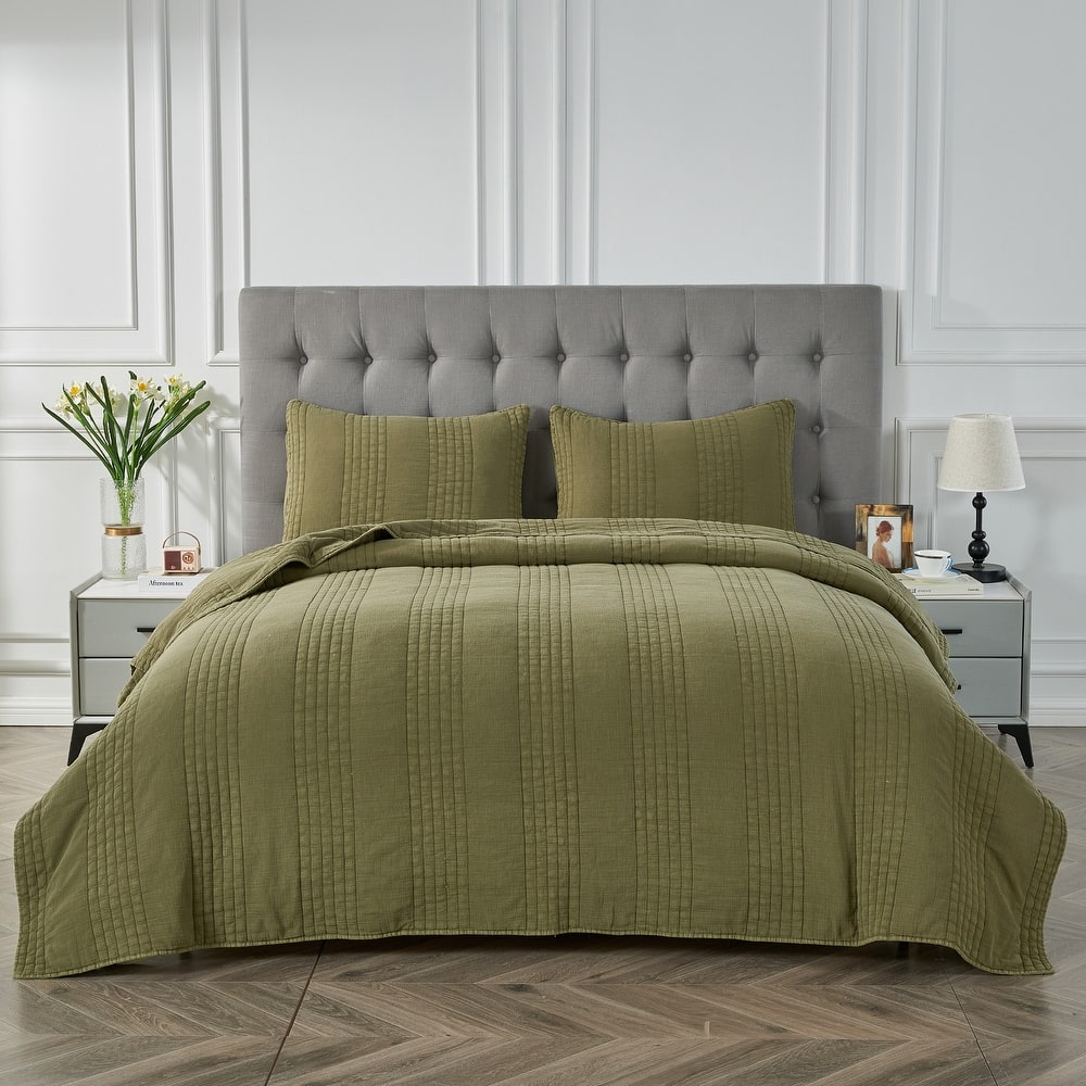 Stonewash Classic Cotton Quilt & Coverlet Set