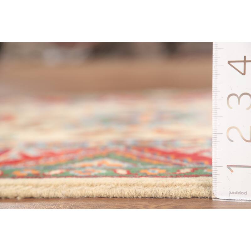 Geometric Kazak Accent Rug Handmade Traditional Wool Carpet - 2'9" x 3'11"