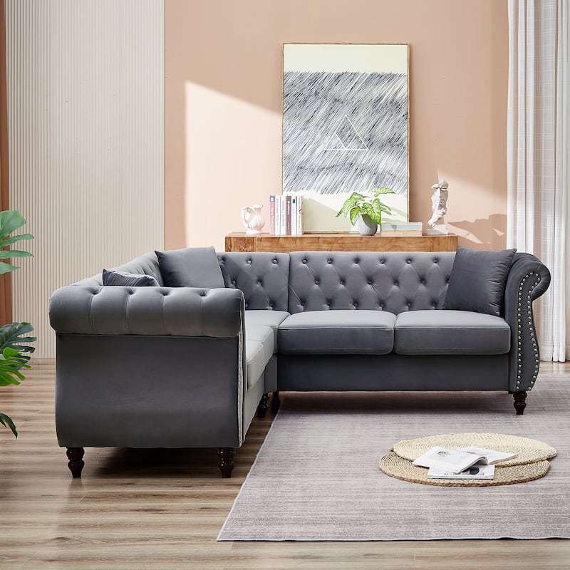 Oversized Corner Sofa Covers, L-Shaped Sectional Couch, 5-Seater Corner Sofas with 3 Cushions