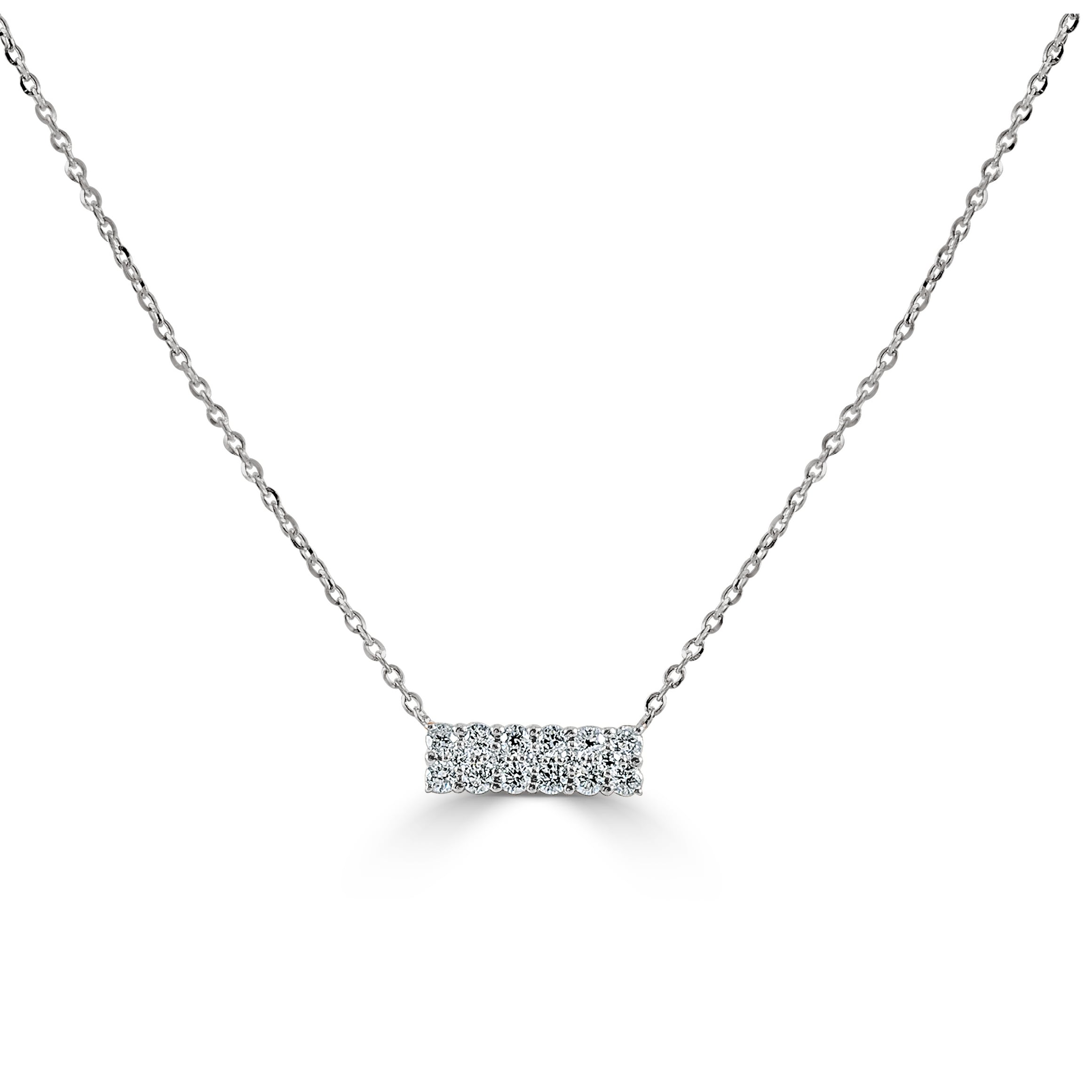 Joelle Collection Diamond Bar 14K Gold Necklace - Horizontal Diamond Bar With Gold Chain Available in Pink, White, Yellow