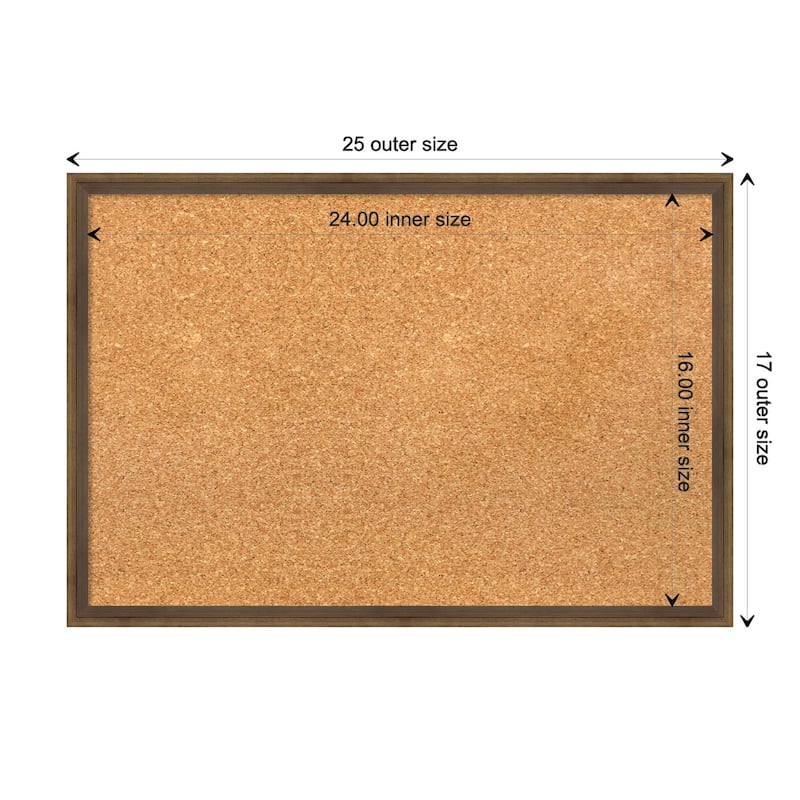 Lucie Metallic Wood Framed Natural Corkboard Bulletin Board - Lucie Light Bronze - Board Size 24x16