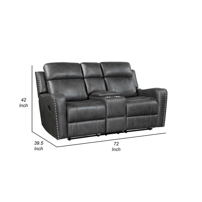 Gimo Dual Manual Recliner Loveseat, Dark Gray Microfiber, 72 Inch