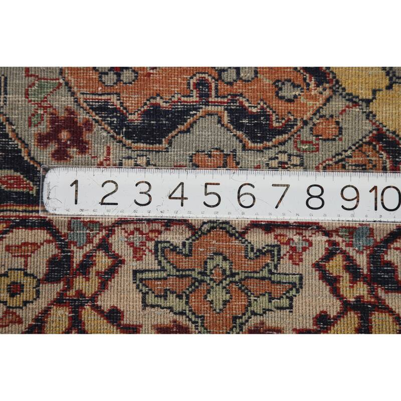 Hand Knotted Oriental 100% Wool Carpet Traditional All-Over Red Tabriz Area Rug - 13' 6'' X 10' 2''