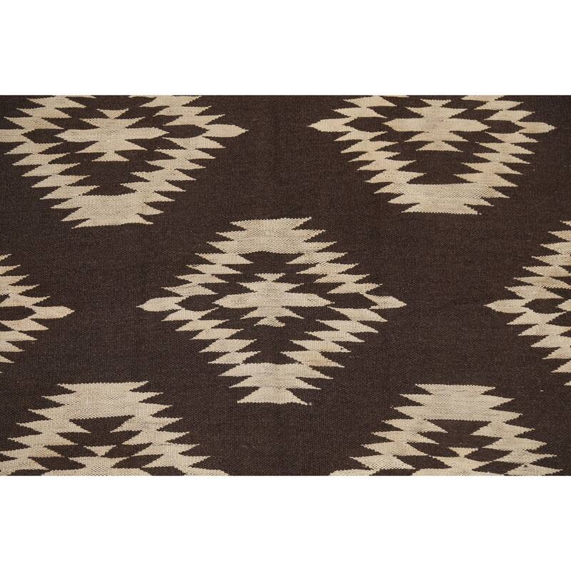 Natural Dye Kilim Tribal Geometric Oriental Wool Area Rug Hand-woven - 4'6" x 6'8"
