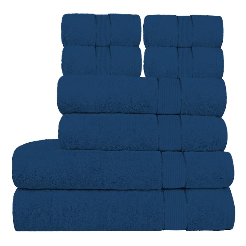 100% Cotton Absorbent 600 GSM - 8 Piece Bathroom Towel Set - 4 Washcloths, 2 Hand Towels, 2 Bath Towels - 27''X54''