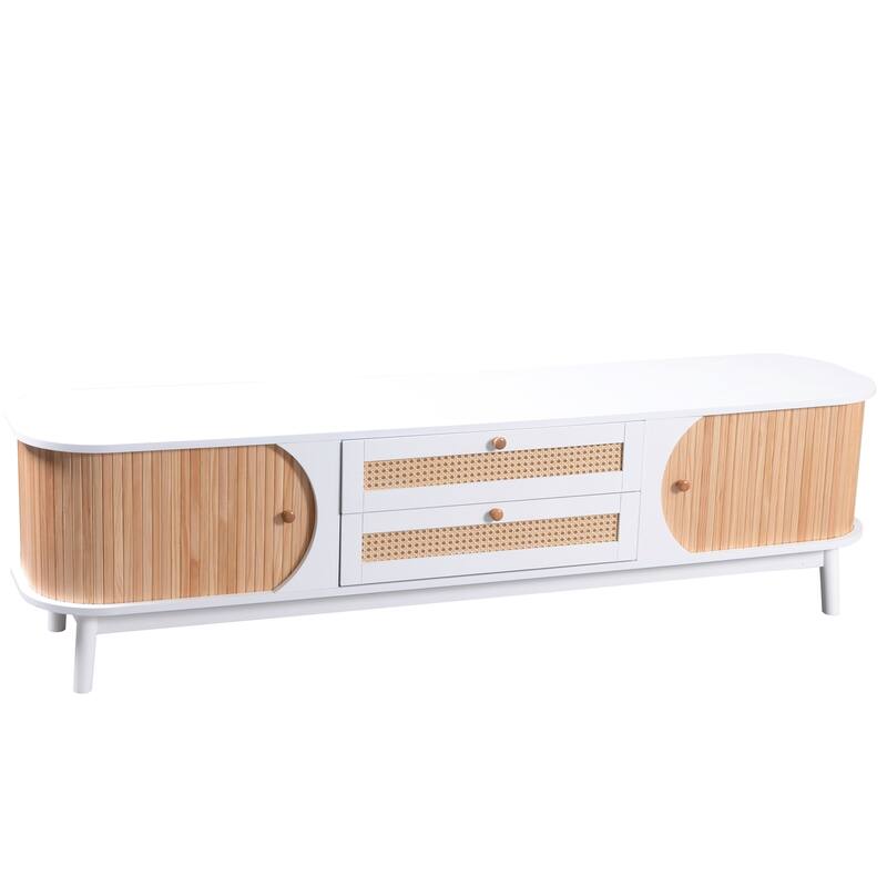 Rattan TV Stand for TVs up to 75",Media Console Entertainment Center