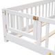 Twin/Full/Queen size Floor Platform Bed with Fence and Door for Kids, Toddlers