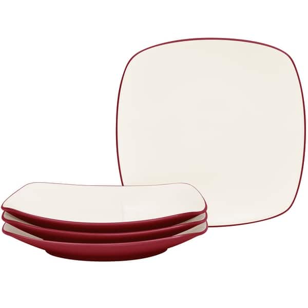 slide 2 of 9, Noritake Colorwave Set of 4 Square Dinner Plates, 10-3/4" Raspberry